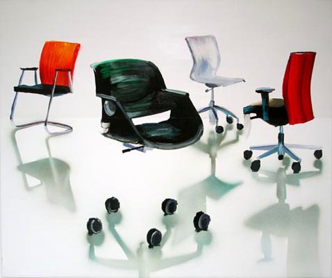 UNTITLED (CHAIRS), 2009, 100x100cm, oil, acrylic, lacquer, epoxy resin on molino