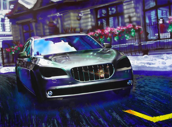 CAR, 2009, 180x260cm, oil, acrylic, impasto gel, lacquer on canvas