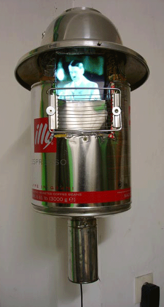 PULPIT (A. Hitler, B. Mussolini, J. Stalin), 2011, 70x40x40cm, sheet metal, wood, monitor