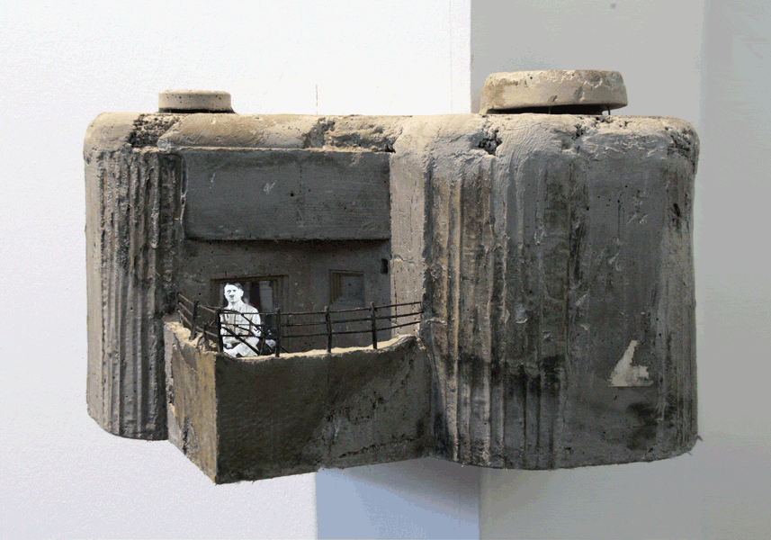 PULPIT 9 (Bunker), 2012, 65x60x40cm, armored concrete, 7" monitor with sound